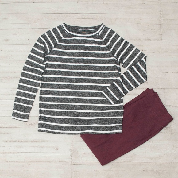 41 Hawthorn Tops - FINAL - NWT Mix Raglan Knit Top Dark Grey Stripe
